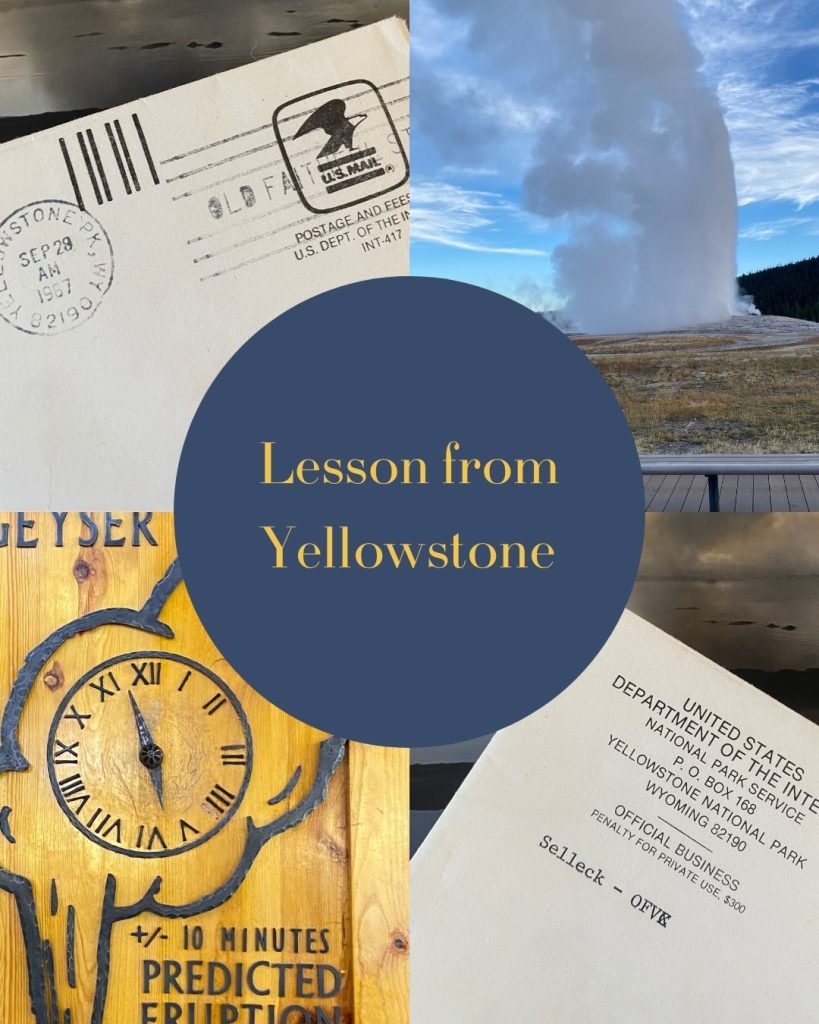 Old Faithful Geyser in Yellowstone National Park, illustrating observation lessons from Yellowstone for everyday life